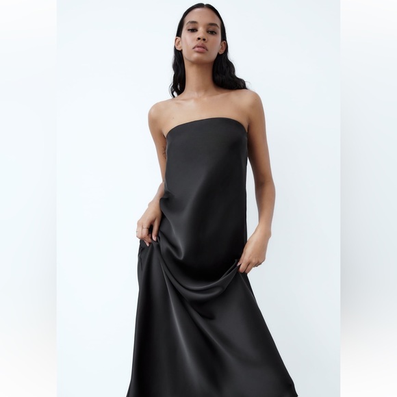 ZARA BLOGGERS FAV SATIN EFFECT DRESS - Picture 4 of 8